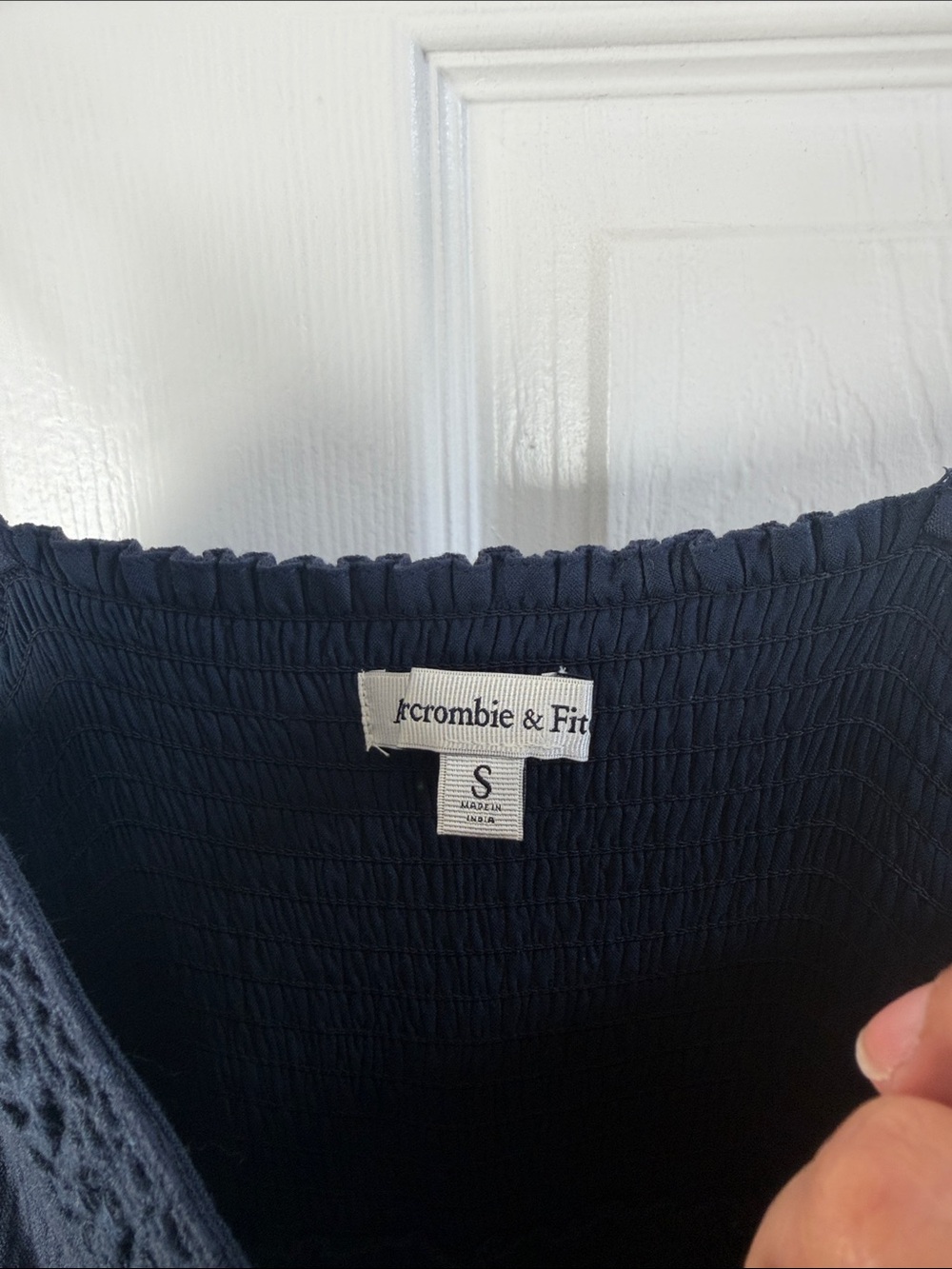 Abercrombie & Fitch Navy Crochet-Trim Maxi Dress - Picture 8 of 8